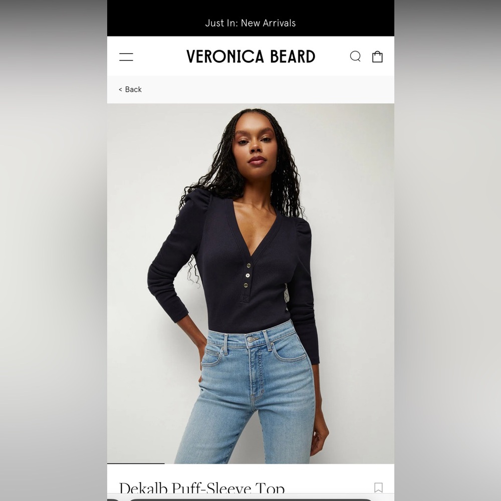 Veronica Beard Dekalb Puff Sleeve Top NWOT